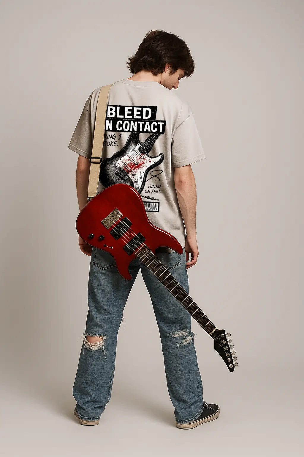 Guitar Bleed on Contact – Premium Oversized Tee (250 GSM)