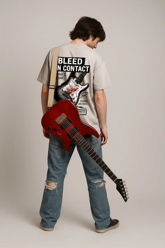 Guitar Bleed on Contact – Premium Oversized Tee (250 GSM)
