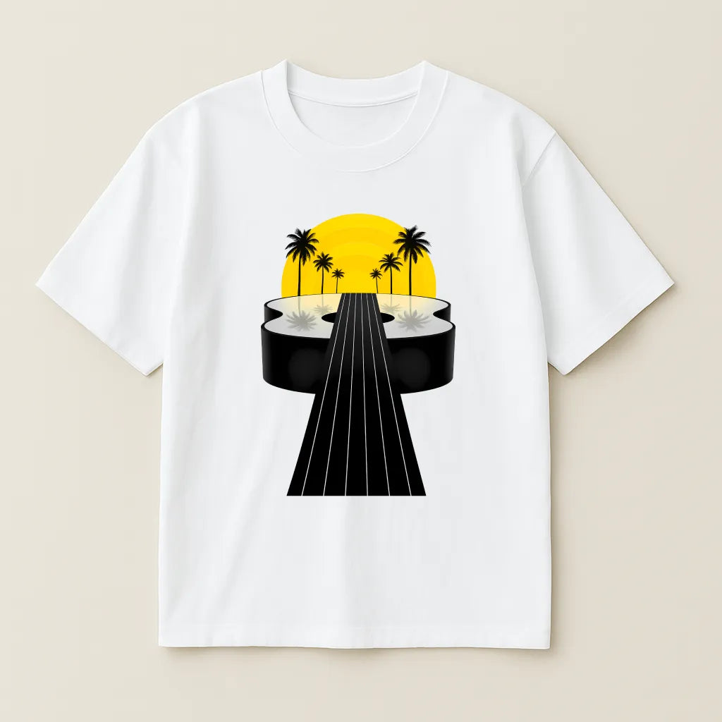 Sunset Fretway – Minimal Guitar T-shirt