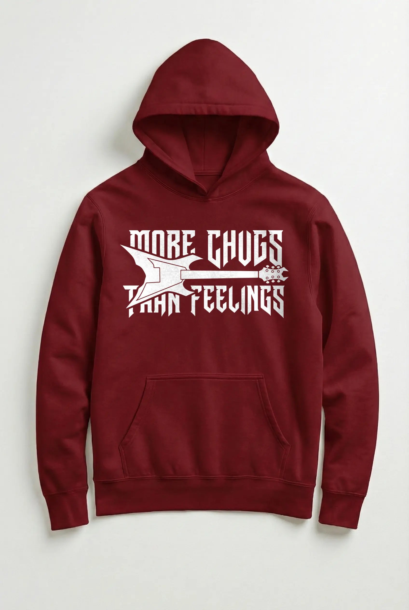 More Chugs Than Feelings Hoodie - For Metal Guitarists