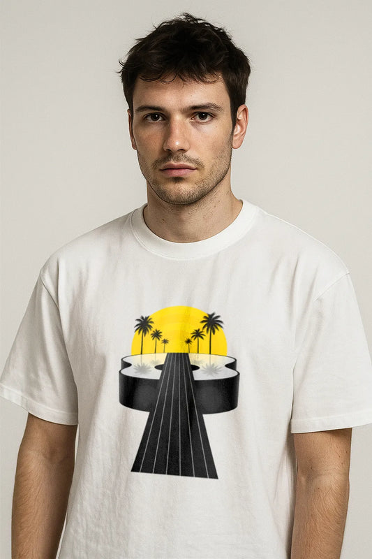 Sunset Fretway – Minimal Guitar T-shirt